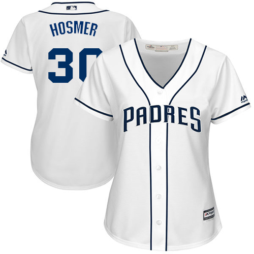 Padres #30 Eric Hosmer White Home Women's Stitched MLB Jersey - Click Image to Close